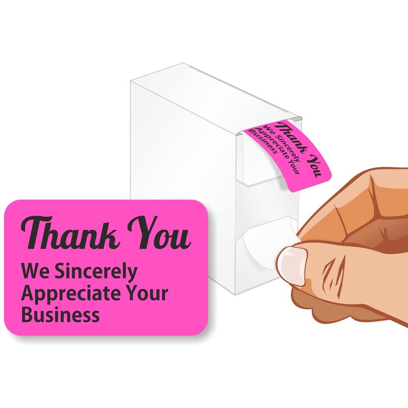 SmartSign Pack of 500 Thank You We Sincerely Appreciate Your Business Labels in Dispenser Box | 1" x 1.5" Fluorescent Paper Stickers, Made in USA - Image 2